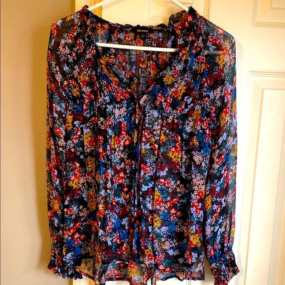Ella Moss Floral Chiffon Blouse - Multicolor